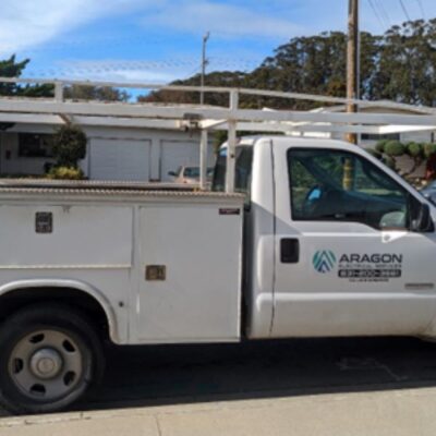 business truck with Aragon Electrical Services logo