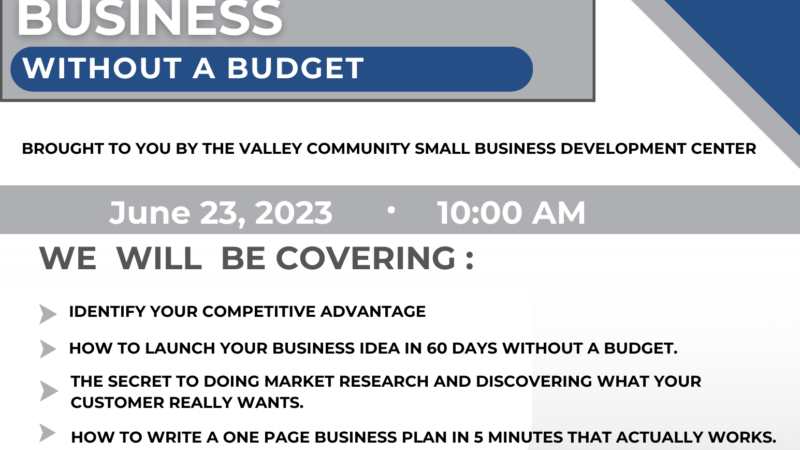 The thumbnail for the webinar "Starting Your Business without a Budget"