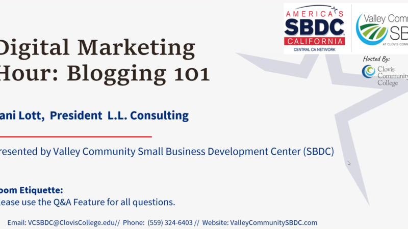 The thumbnail for the webinar "Digital Marketing Hour: Blogging 101"