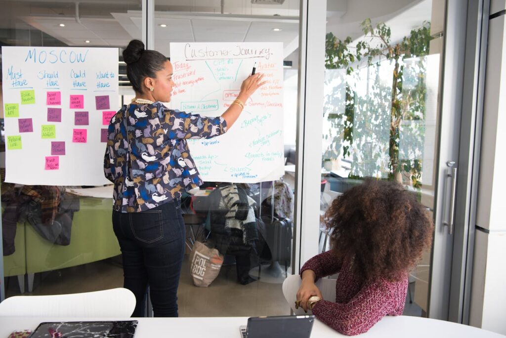 woman leading a workshop